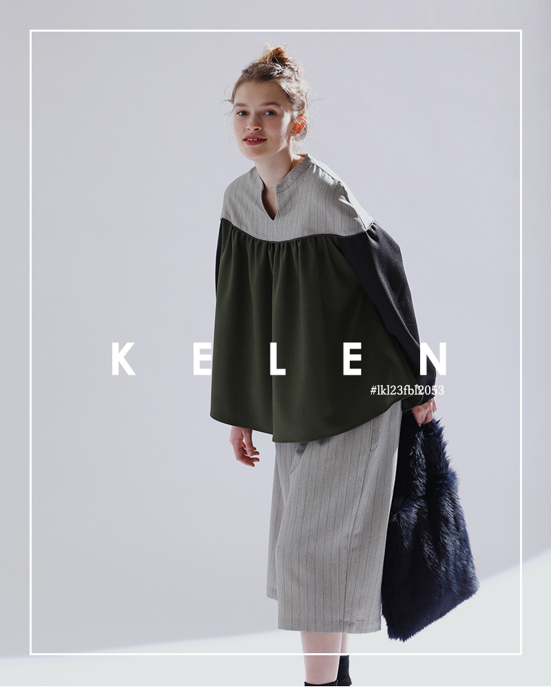 ☆】【30%OFF】kelen ケレン ファブリック コンビ プルオーバー “RIUS