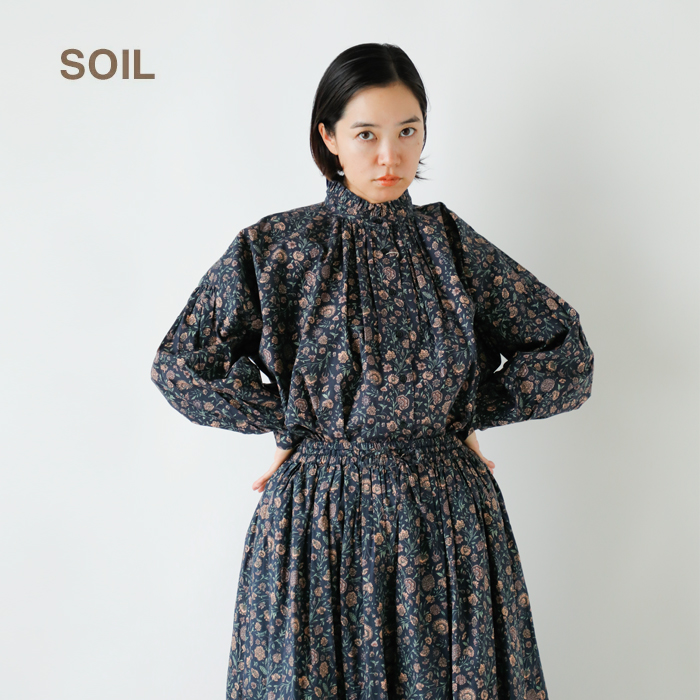 ☆】【30%OFF】SOIL ソイル 40Sポプリン フラワー プリント フリル