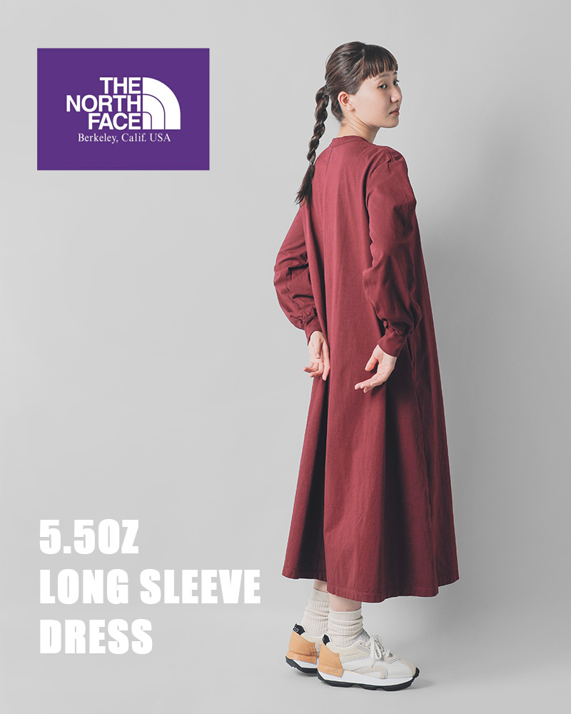 【2023aw新作】THE NORTH FACE PURPLE LABEL ノースフェイスパープルレーベル , USAコットン 天竺 ロング スリーブ  ワンピース “5.5oz Long Sleeve Dress” ntw3367n-mn レディース