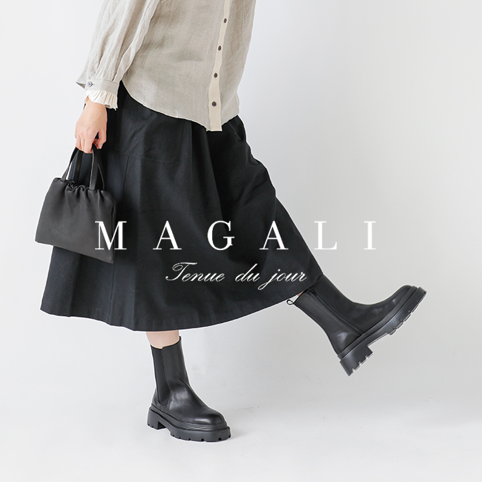 クーポン対象】MAGALI マガリ コットン ウール サイドボタン スカート