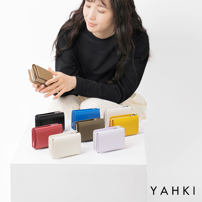 YAHKI(ヤーキ)スムースレザー コンパクト 三つ折り ウォレット yh-207