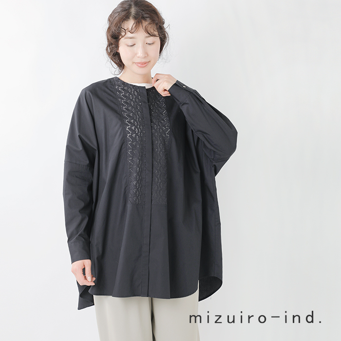 30%OFF】mizuiro-ind ミズイロインド コットン レース コンビ シャツ 1