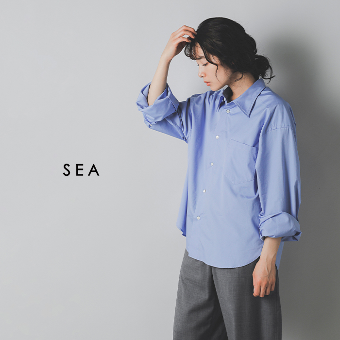 2023ss新作】SEA シー コットンブロード 2XL ロングスリーブ シャツ