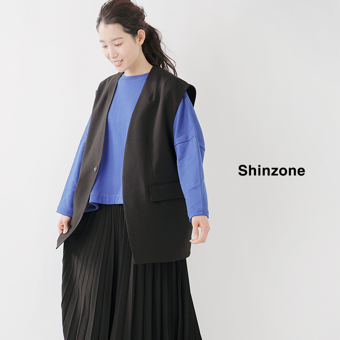 【2023ss新作】Shinzone シンゾーン , Vネック ビッグ ベスト “BIG VEST” 23smsjk03-mn レディース