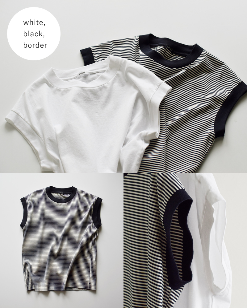 LOEFFスビンコットン天竺ノースリーブクルーネックTシャツ8817-699-0025