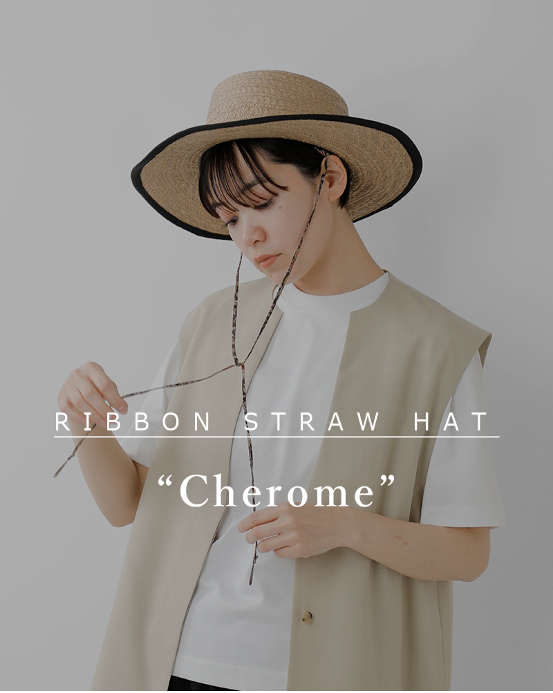 chisaki(チサキ)パイピングリボンストローハット“Cherome”cherome