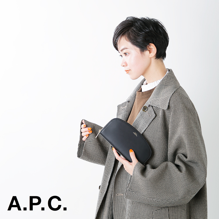 ☆】A.P.C. スムースレザー ウォレット “DEMI-LUNE” f63218-mm