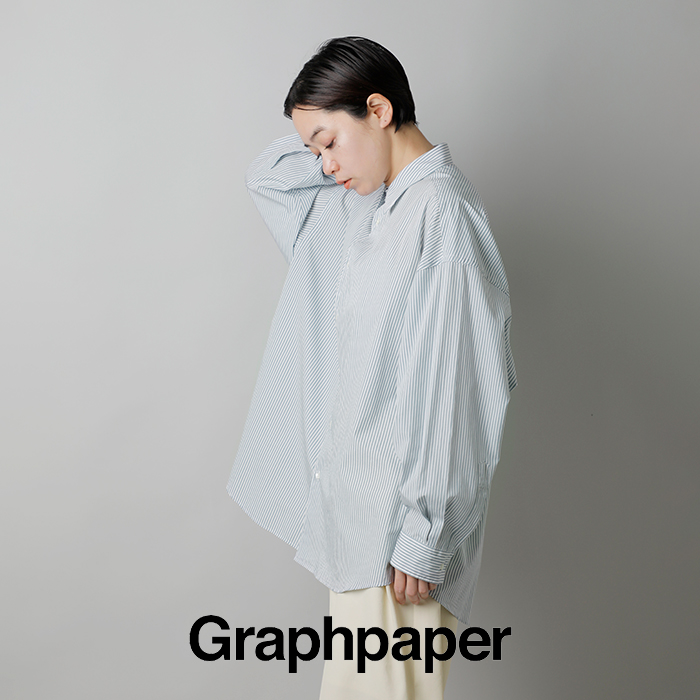 graphpaper(グラフペーパー)コットンブロードストライプロングスリーブオーバーサイズレギュラーカラーシャツgl231-50222b