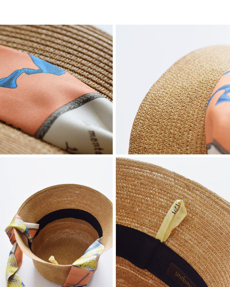 manipuri(マニプリ)プリントスカーフつば付きハットhat-beige