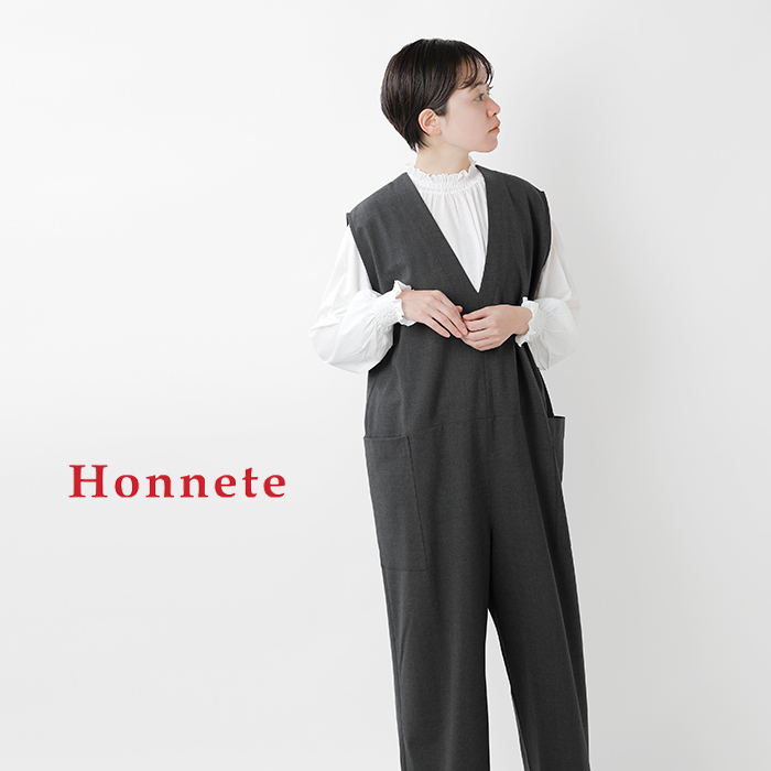 【40%OFF】Honnete オネット , サージ クロス Vネックジャンプスーツ ho-23ss-p5-tr レディース