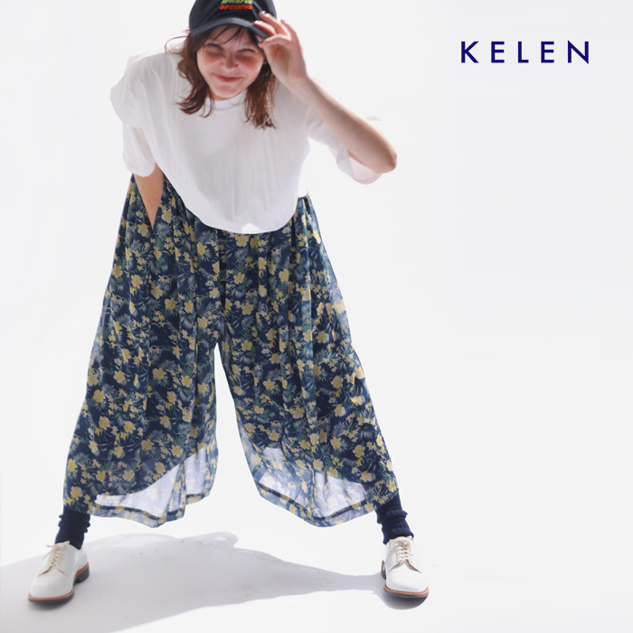 50%OFF】kelen ケレン ヴィンテージ フラワー ギャザー パンツ “URBE