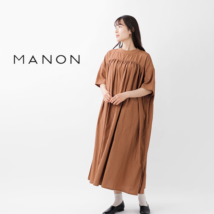 【50%OFF】manon マノン , プルオーバー ギャザー ワンピース mnn-op-090-tr レディース