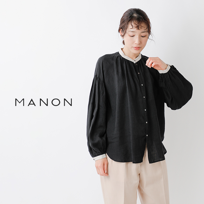 30%OFF】manon マノン リネン クレリック アミカルシャツ mnn-sh-215