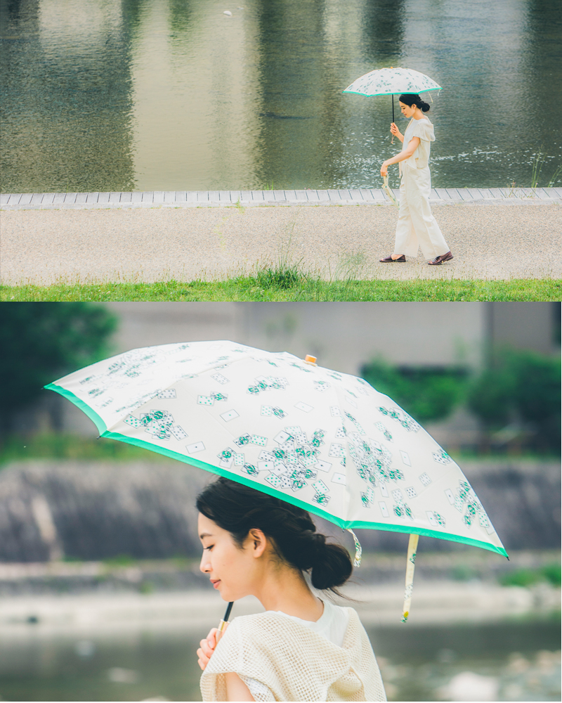 manipuri マニプリ UV加工 晴雨兼用 グラフィックプリント 折りたたみ 