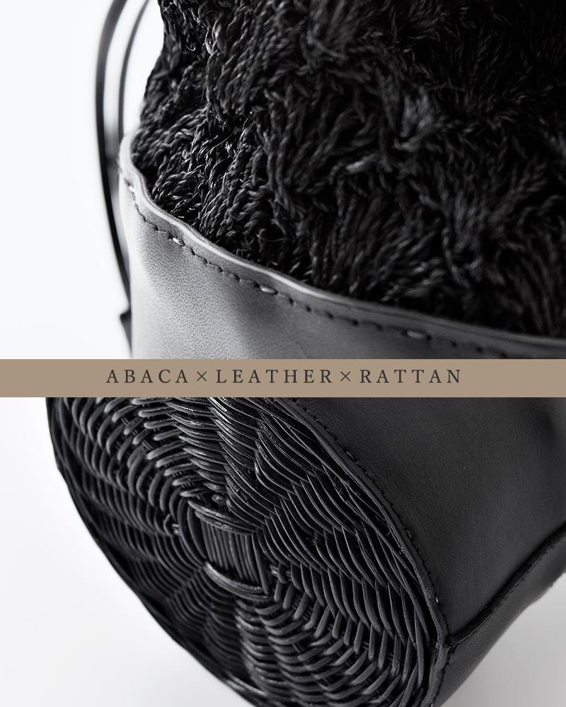 pomtataラタンアバカクロシェカウレザー2way巾着ショルダーバッグ“RBASHOULDER”rba-shoulder