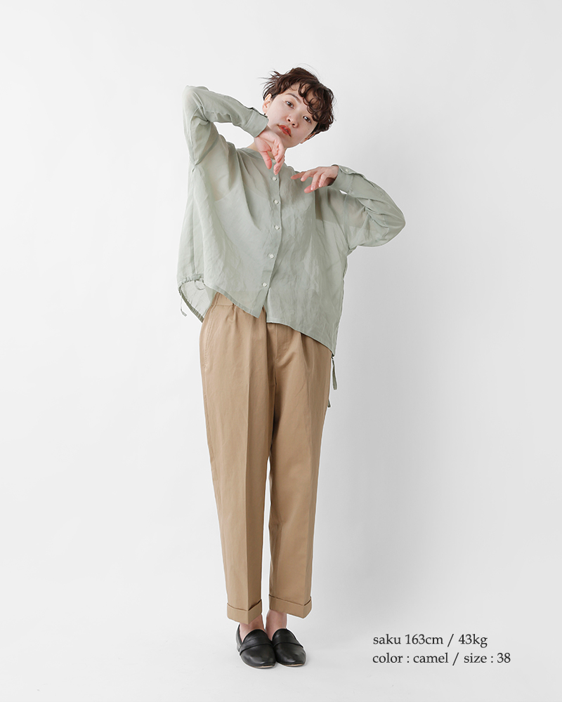 nicholson&nicholson(ニコルソンアンド ニコルソン)コットン リネン ツイル センタープレス ダブルパンツ robin-twill