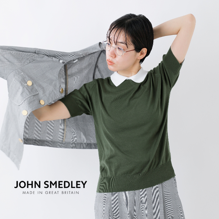 【2023ss新作】JOHN SMEDLEY ジョンスメドレー , JAPAN EXCLUSIVE 30G シーアイランドコットン ニット クレリック  ポロ プルオーバー s4485-yo レディース