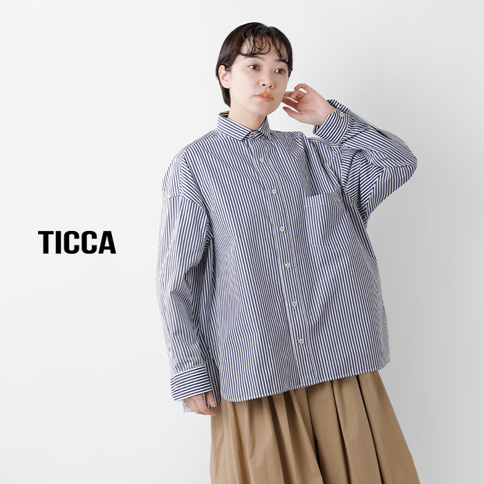 【2023ss新作】TICCA ティッカ , コットン スクエア ビッグ シャツ tbcs-001-mn レディース