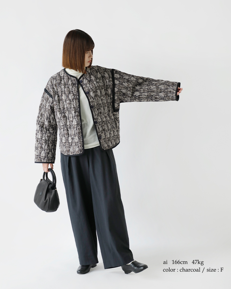 ne Quittez pas(ヌキテパ)リバーシブルコットンルレックスチューリッププリントキルティングブルゾン“CottonLurexTulipPrintQuiltingBlouson”010942gh4