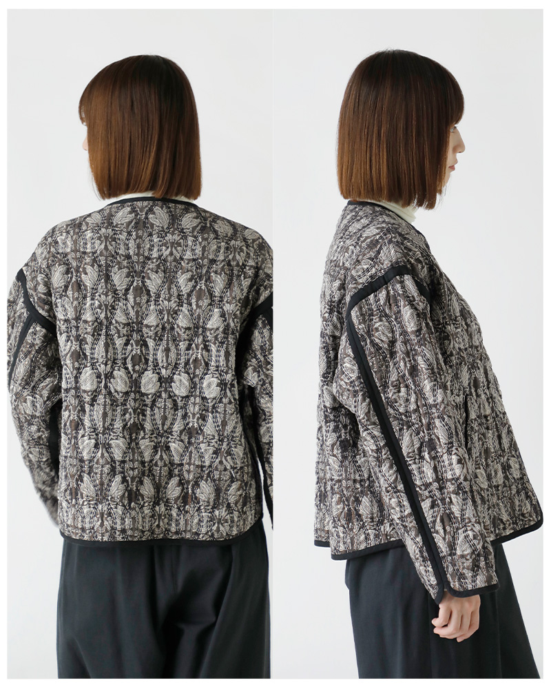 ne Quittez pas(ヌキテパ)リバーシブルコットンルレックスチューリッププリントキルティングブルゾン“CottonLurexTulipPrintQuiltingBlouson”010942gh4