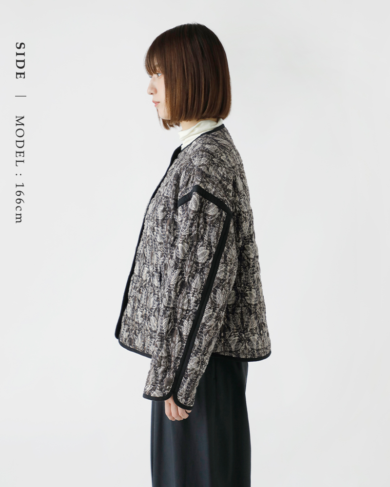 ne Quittez pas(ヌキテパ)リバーシブルコットンルレックスチューリッププリントキルティングブルゾン“CottonLurexTulipPrintQuiltingBlouson”010942gh4