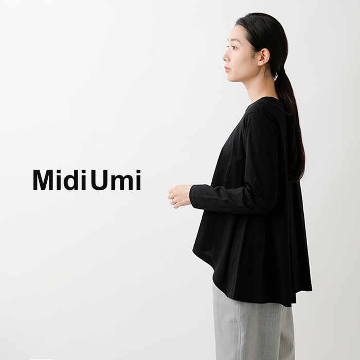 MidiUmi(ミディウミ)コットンクルーネックフレアTシャツ“crewneckflareT”1-71935543