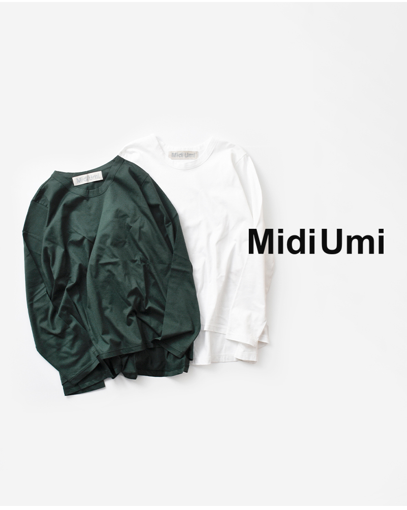 MidiUmi(ミディウミ)コットンクルーネックフレアTシャツ“crewneckflareT”1-71935543