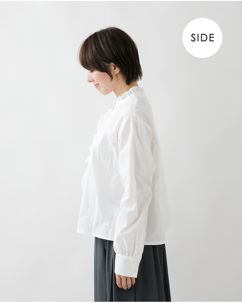 MidiUmi(ミディウミ)コットンフリルシャツ“frillshortshirt”1-739457