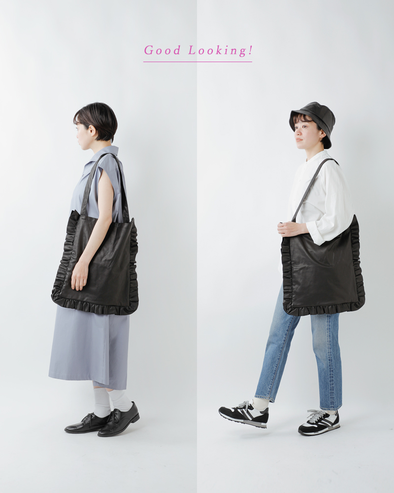 Sisiiレザーフリルトートバッグ“frilltotebag”100-027