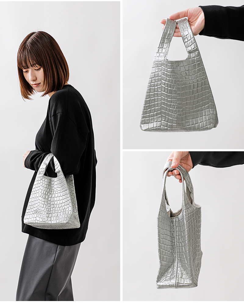 Sisii(シシ)クロコダイルエンボスミニマーケットバッグ“MIINIMARKETBAG”100-036