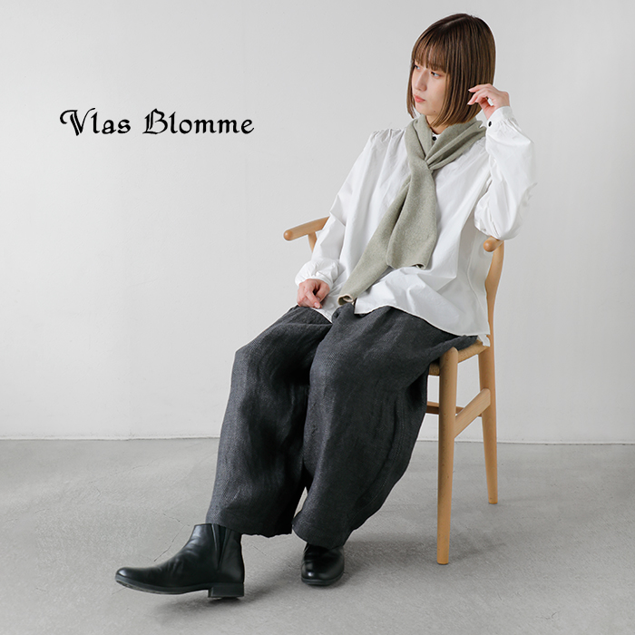 Vlas Blomme(ヴラスブラム・ブラスブラム)リネンヴィンテージグレンチェックツータックワイドパンツ13543104