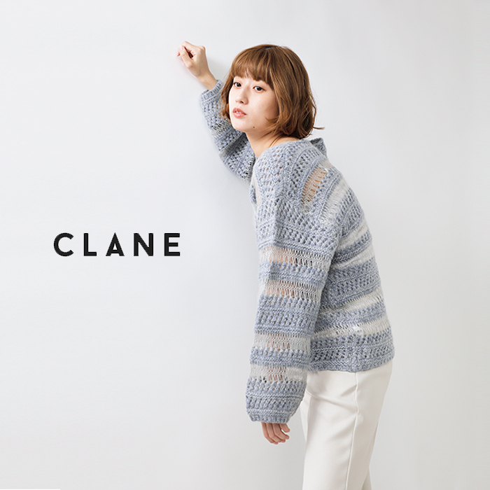 CLANE(クラネ)シアーボーダーモヘアニットプルオーバー17106-2042