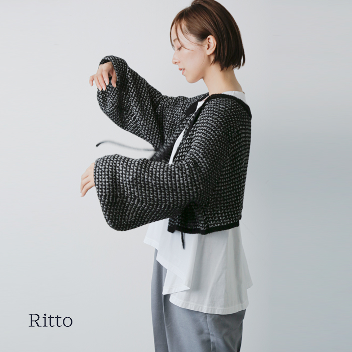 Ritto(リット)ウールボリュームスリーブラメッタボレロ202493-ft