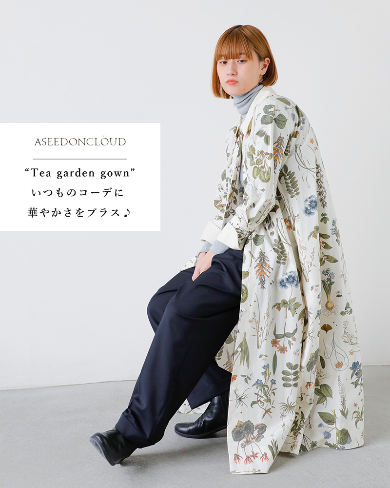 ASEEDONCLOUD(アシードンクラウド)コットンティーガーデンフラワープリントガウン“Teagardengown”242303