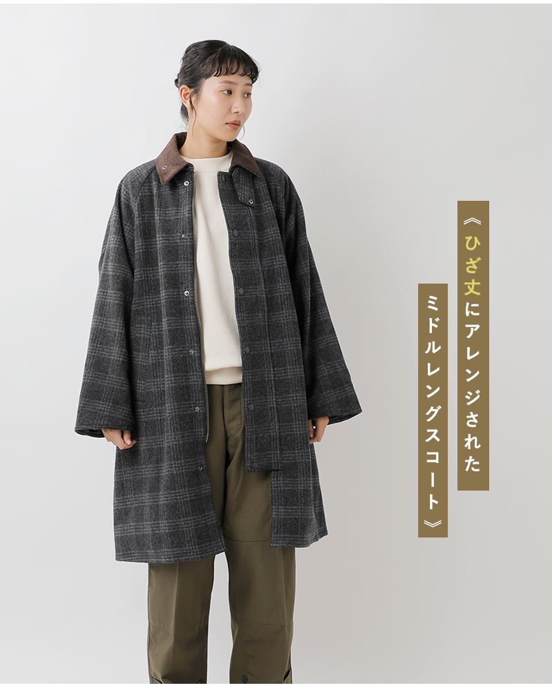 Barbour(バブアー)フレンチウールミドルレングスチェックコート“EXMOOR”242mcag017