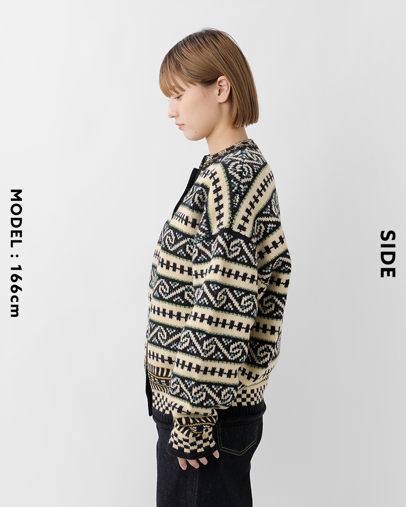 Shinzone(シンゾーン)フェアアイル柄ウールニットカーディガン“FAIRISLEKNITCARDIGAN”24amsni07