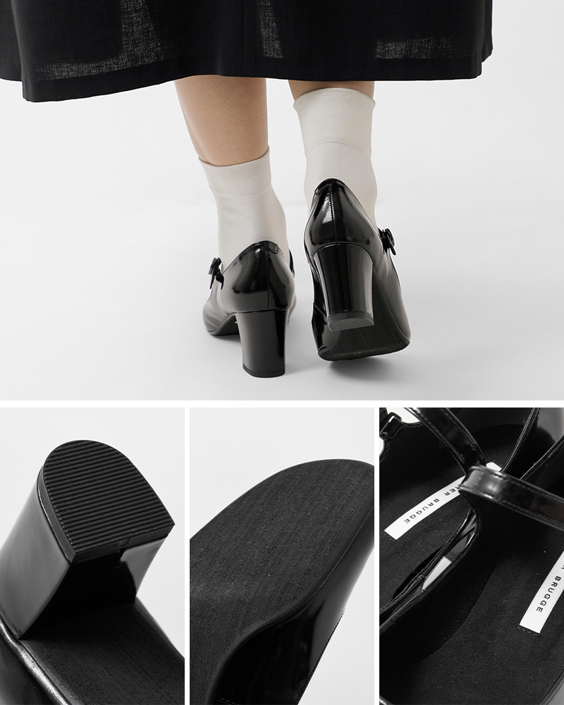 atelier brugge(アトリエブルージュ)カウレザーワンストラップラウンドトゥパンプス“Maryjanepumps”24ps-1162