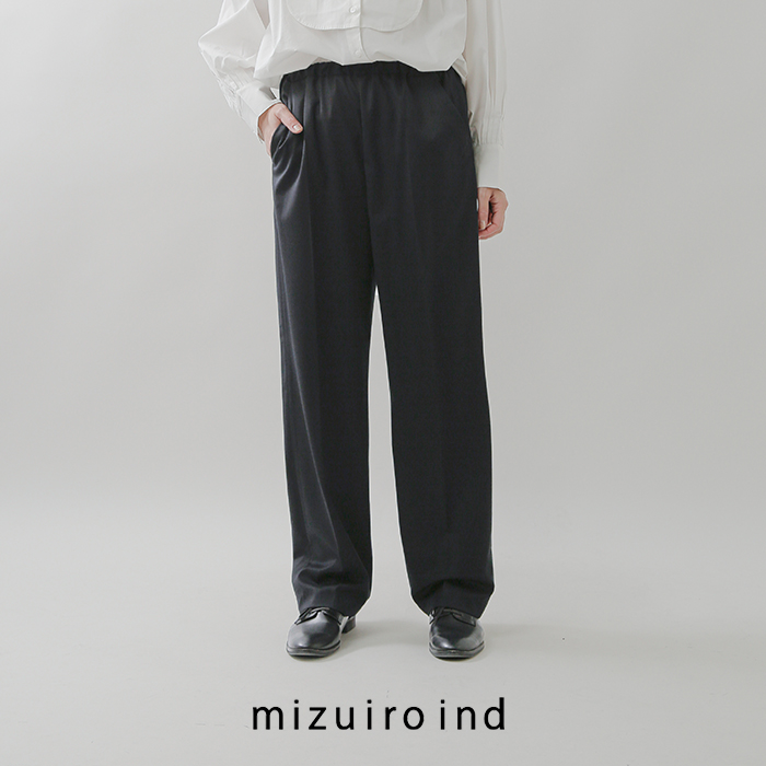 mizuiro ind(ミズイロインド)ストレッチセンタープレスワイドスラックスパンツ3-260049