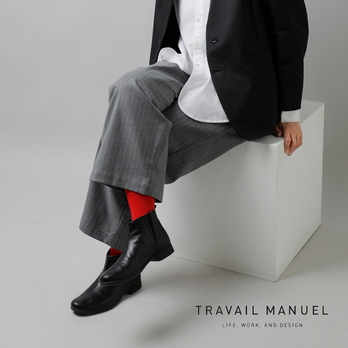 TRAVAIL MANUEL先染めTRツイル2タックワイドパンツ5062