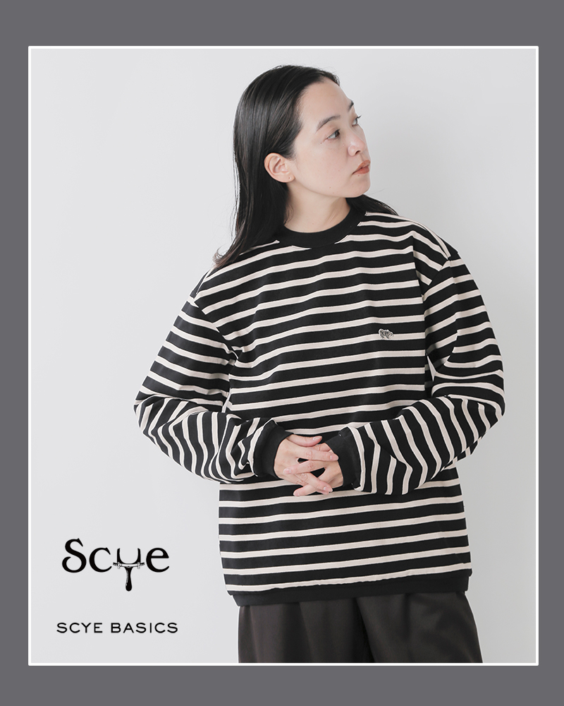 SCYE BASICS(TCx[VbNX)RbgW[W[{[_[N[lbNTVcgStripedCottonJerseyCrewNeckT-Shirth5724-23706