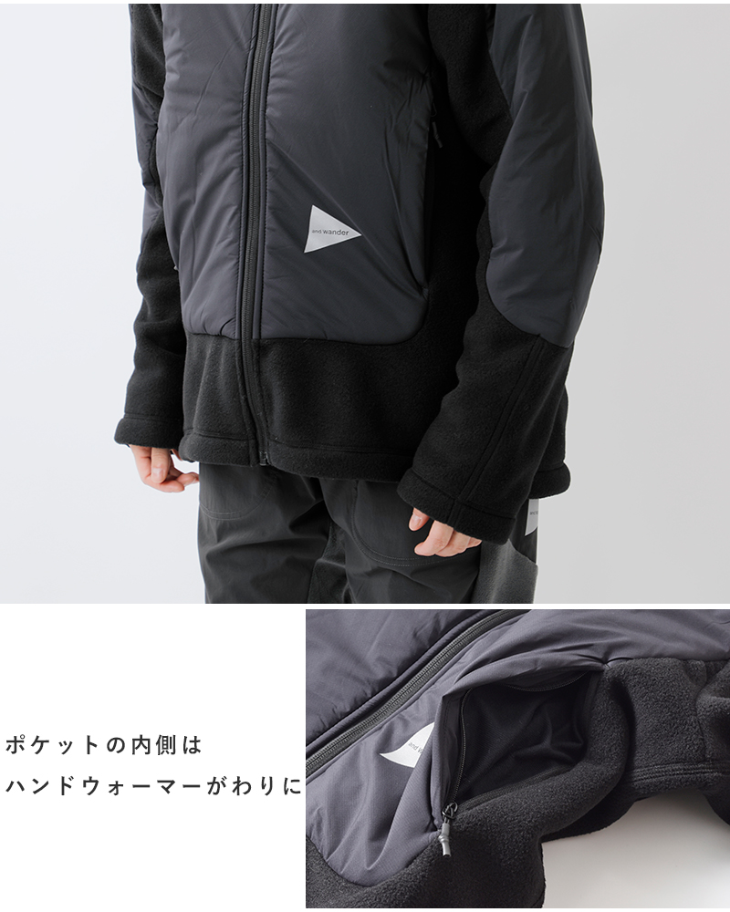 and wander(アンドワンダー)ツイル フリース ジャケット “top fleece jacket” 574-2231309