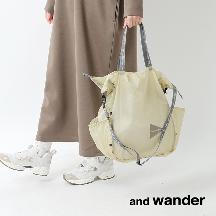 and wander(アンドワンダー)30D コーデュラナイロン シルトートバッグ “sil tote bag” 574-2975137