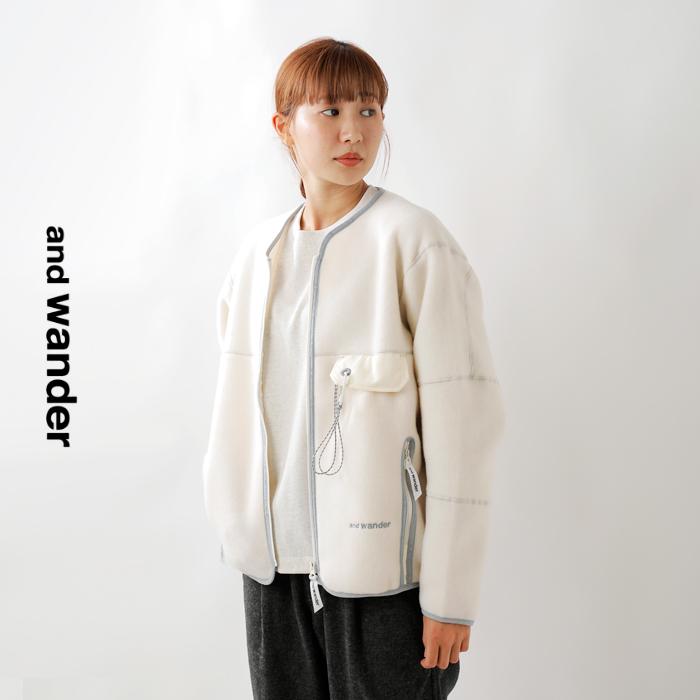 and wander(アンドワンダー)ウールフリースカーディガン“woolfleececardigan”574-3281053