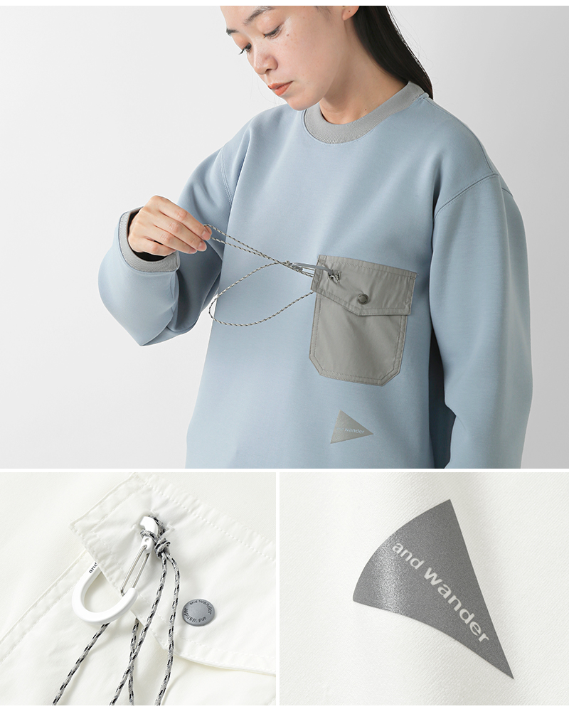 and wander(アンドワンダー)エアリーウォームプルオーバー“airlywarmpullover”574-4284163