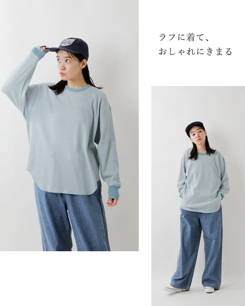 Healthknit(ヘルスニット)ベーシックワッフルヘムラウンドクルーネックロングスリーブプルオーバー631l