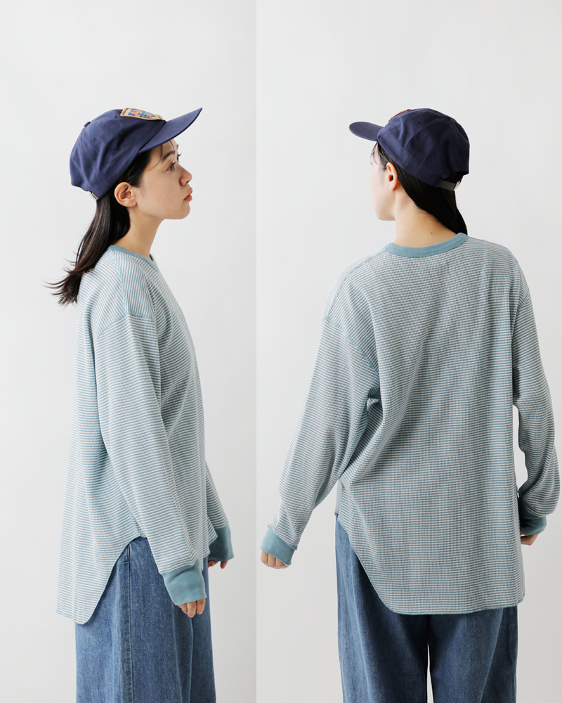 Healthknit(ヘルスニット)ベーシックワッフルヘムラウンドクルーネックロングスリーブプルオーバー631l