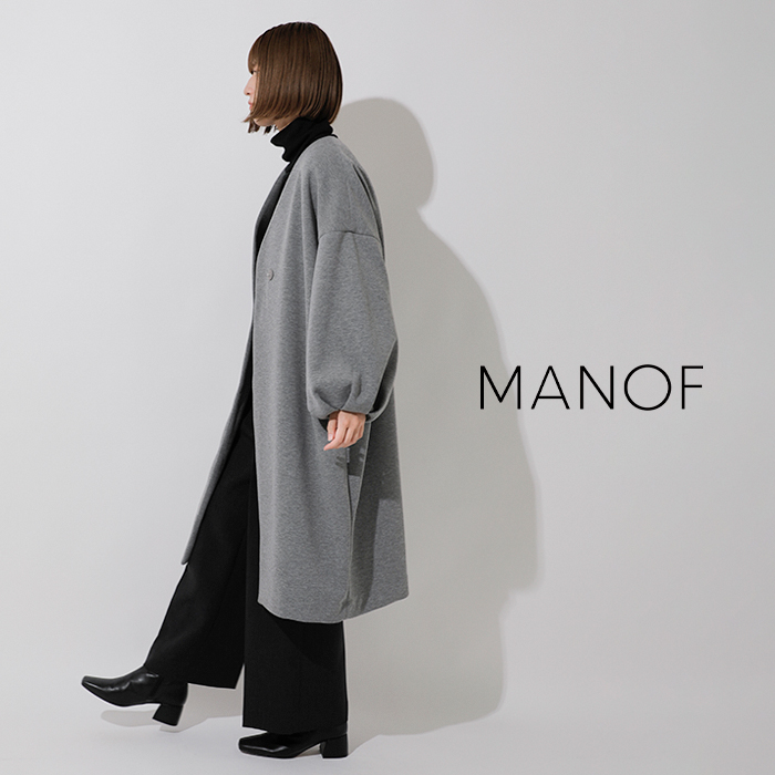 MANOF(マノフ)Vネックボリュームスリーブダンボールニットコート87101-0042