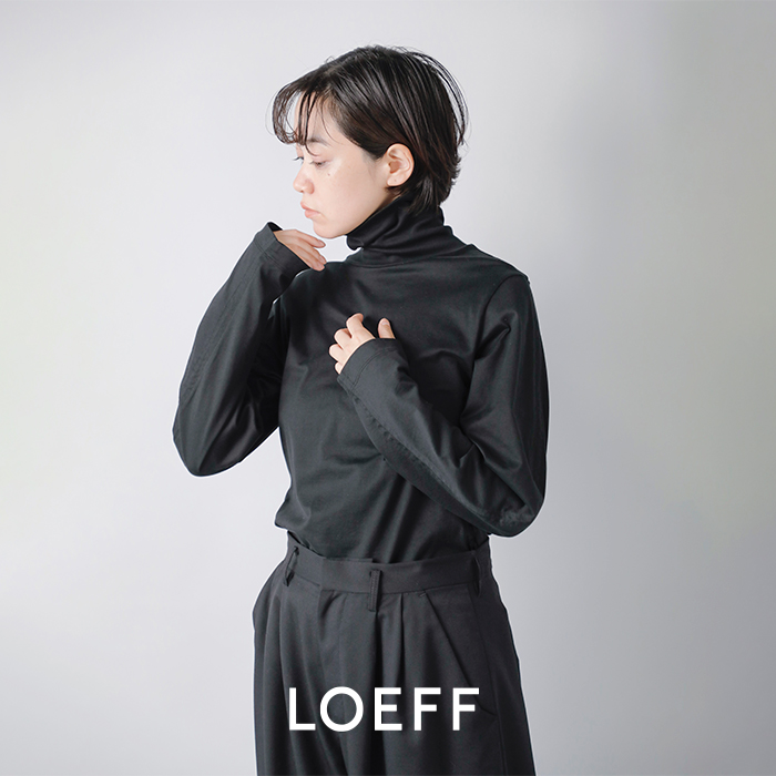 LOEFF(ロエフ)スビンコットンクレセントスリーブタートルネックTシャツ8812-699-0035