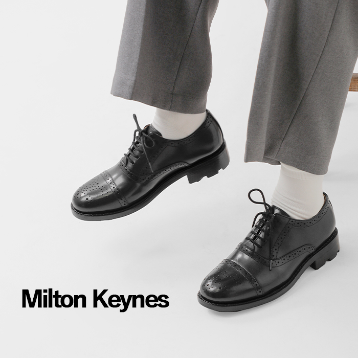 Milton Keynes(ミルトンキーンズ)キャップトゥメダリオンレースアップフラットシューズ9764-captoe