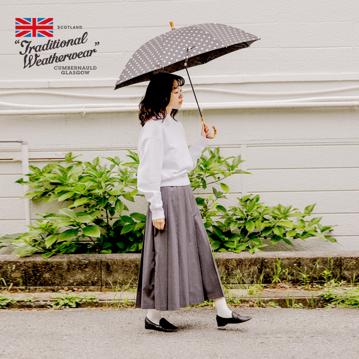 Traditional Weatherwear(トラディショナルウェザーウェア)バンブーハンドル撥水UVカット加工晴雨兼用長傘“UMBRELLABAMBOOLITE”a241slggo0260bs-bu